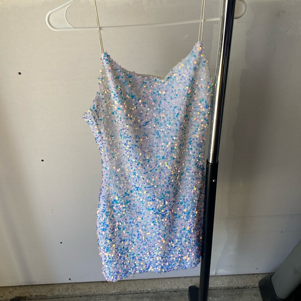 White sequin homecoming dress